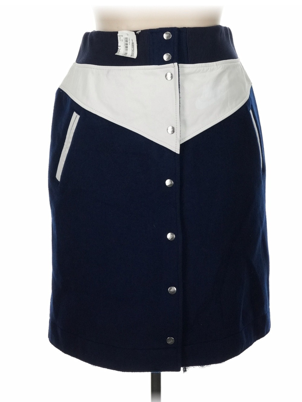 Nike Navy and White Button-Front Pencil Skirt